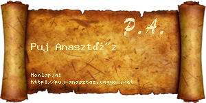 Puj Anasztáz névjegykártya